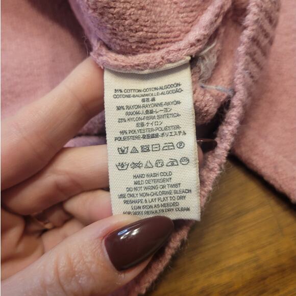 Free People “Take Me Places” Pink Knit V-Neck Sweater M – Oversized Soft Girl - Picture 7 of 8